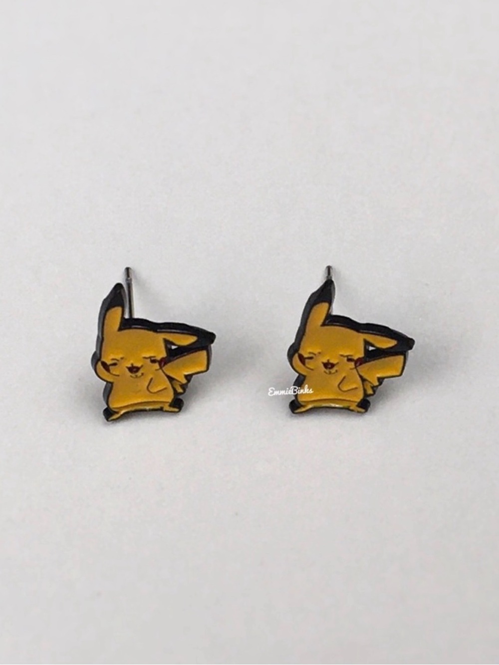 ✨3for$38 New Minimalistic Yellow Enamel Pikachu Earrings Pokémon Fandom Earrings - Picture 4 of 7